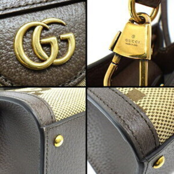 Gucci Diana Shoulder Bag Camel Brown Ebony Jumbo GG Canvas Leather - Picture 8 of 10